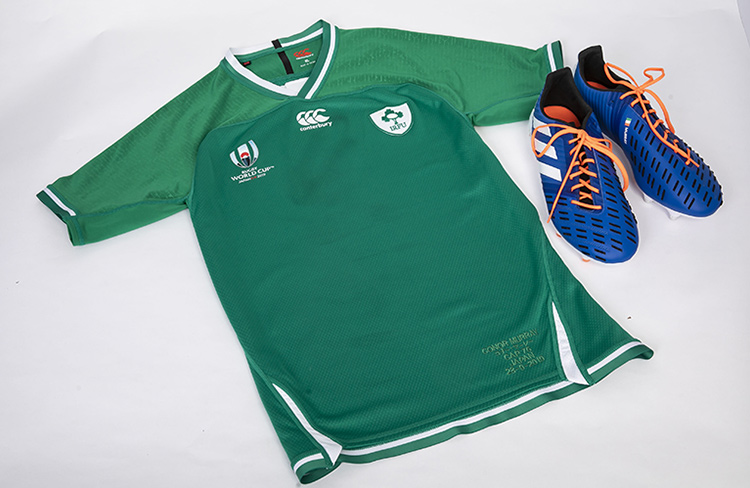 Signed Connor Murray boots and 2019 World Cup, Japan jersey