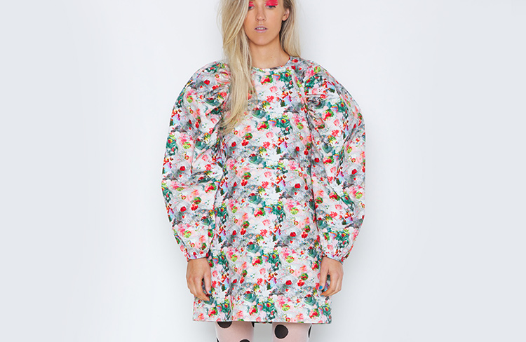 Handpainted floral dress by Helen Steele SS20 Collection