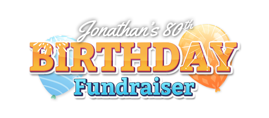 Jonathan 80th birthday fundraiser logo