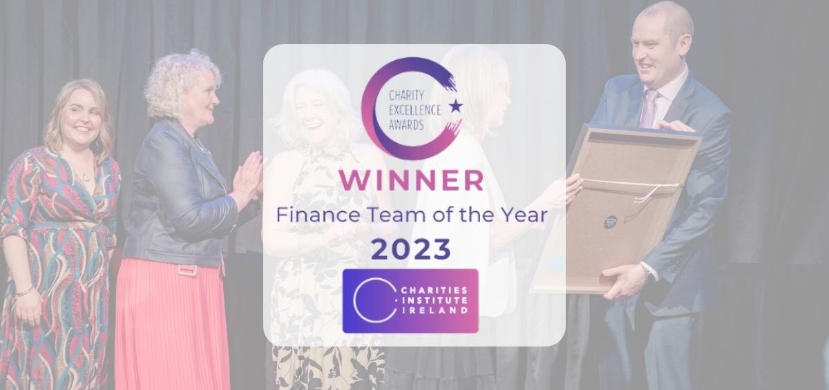 Jack and Jill Finance Team of the Year 2023 receives award from category sponsor, Mercer, at the Charities Institute Awards in Dublin, 11th October 2023