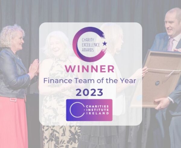Jack and Jill Finance Team of the Year 2023 receives award from category sponsor, Mercer, at the Charities Institute Awards in Dublin, 11th October 2023