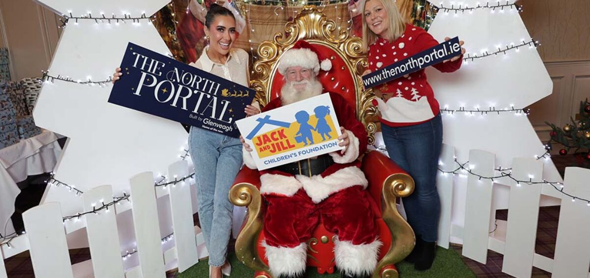 Photographed at the launch of The North Portal is broadcaster and podcaster, Lottie Ryan, Jack and Jill representative Jennifer Geoghegan and Santa Clause who visited from The North Pole.