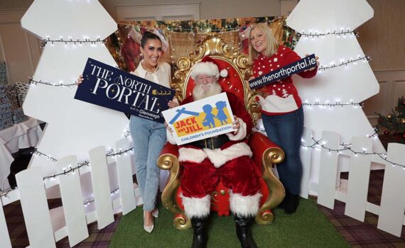 Photographed at the launch of The North Portal is broadcaster and podcaster, Lottie Ryan, Jack and Jill representative Jennifer Geoghegan and Santa Clause who visited from The North Pole.