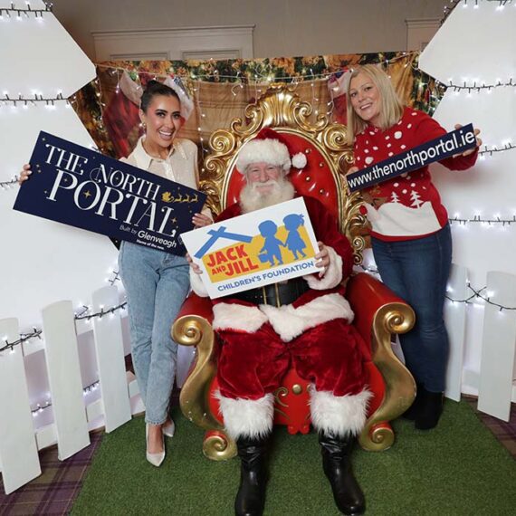 Photographed at the launch of The North Portal is broadcaster and podcaster, Lottie Ryan, Jack and Jill representative Jennifer Geoghegan and Santa Clause who visited from The North Pole.