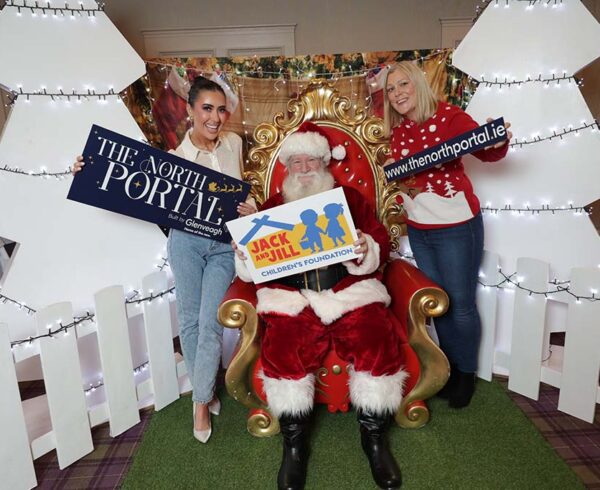 Photographed at the launch of The North Portal is broadcaster and podcaster, Lottie Ryan, Jack and Jill representative Jennifer Geoghegan and Santa Clause who visited from The North Pole.