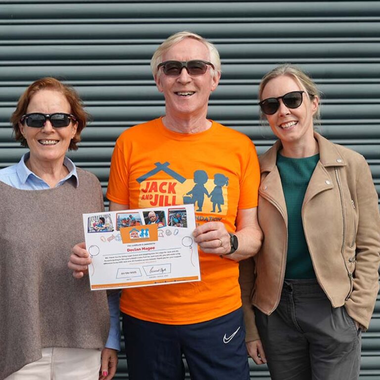 Declan taking part in our Abseil fundraising event in Croke Park in August 2023, supported by his family