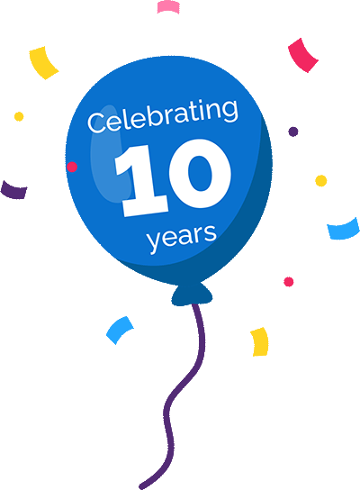 Jack and Jill Up the Hill 10th anniversary balloon 2024 logo