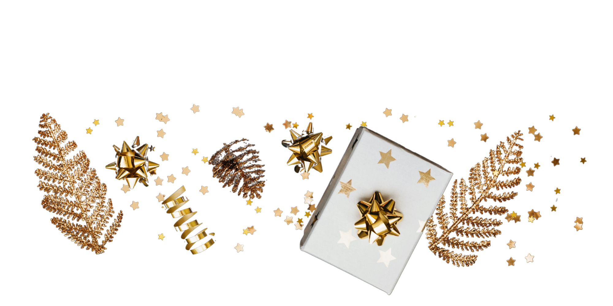 Christmas decorations in gold