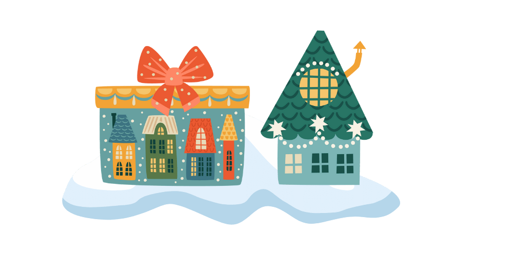 houses on snow graphic