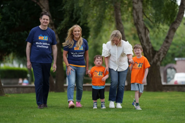 Life Pharmacy’s Criofan Shannon, Dr. Ciara Kelly, Ross Garry, Mum Louise Garry and Brady Garry at the launch of Walk 100km Challenge