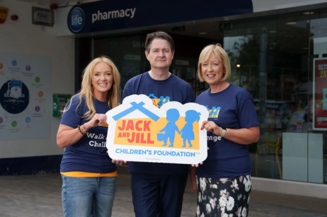 Dr. Ciara Kelly, Life Pharmacy’s Criofan Shannon and Jack and Jill CEO, Deirdre Walsh at launch of Life Pharmacy 100km