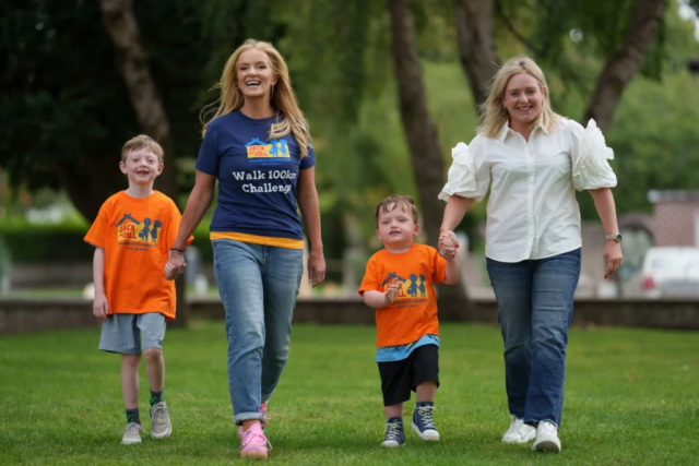 Brady Garry, Dr. Ciara Kelly, Mum Louise Garry and Ross Garry at the launch of Walk 100km Challenge