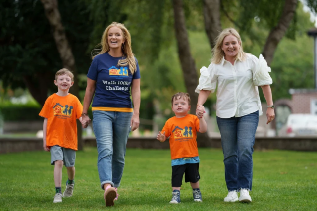Brady Garry, Dr. Ciara Kelly, Mum Louise Garry and Ross Garry at the launch of Walk 100km Challenge