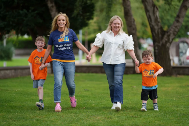Brady Garry, Dr. Ciara Kelly, Mum Louise Garry and Ross Garry at the launch of Walk 100km Challenge