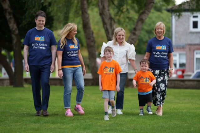 Life Pharmacy’s Criofan Shannon, Dr. Ciara Kelly, Brady Garry, Mum Louise Garry, Ross Garry and Deirdre Walsh at the launch of Walk 100km Challenge