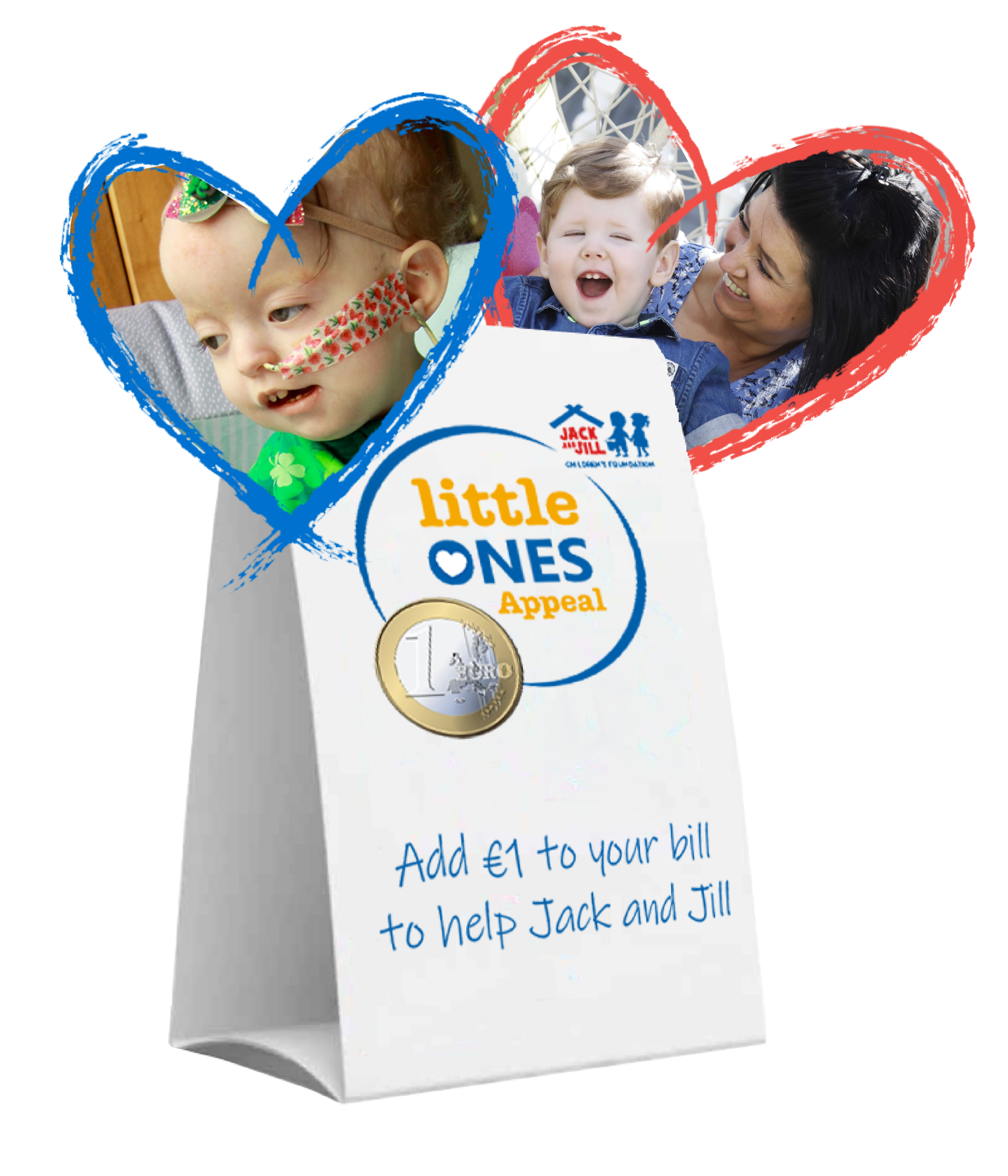 The Little Ones Appeal logo tent card with harts