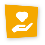 Model of Care icon showing a hand holding a hear