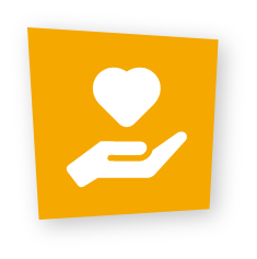 Model of Care icon showing a hand holding a hear