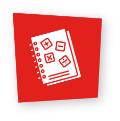 School fundraising icon depicting an open spiral notebook with math symbols