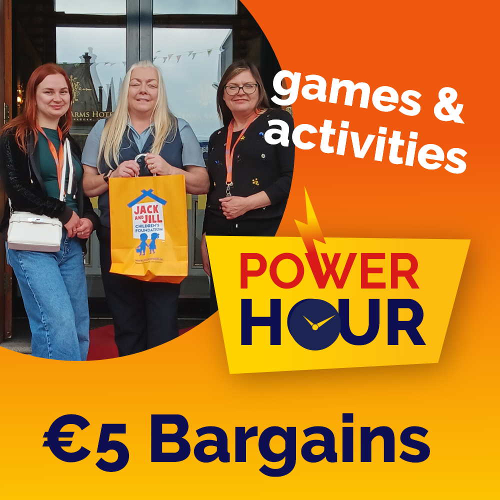 Power Hour Monaghan Jack and Jill Charity Boutique Monaghan team promoting games, activities, and €5 bargains during the Power Hour fundraising campaign.