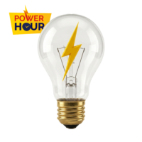 Power Hour ideas banner image Light bulb with a yellow lightning bolt inside next to the Power Hour logo